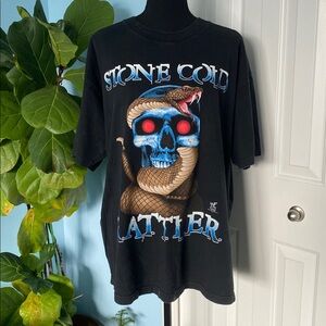 Rare 1998 WWE Stone Cold Rattler Steve Austin T-shirt XL Black Graphic T-Shirt
